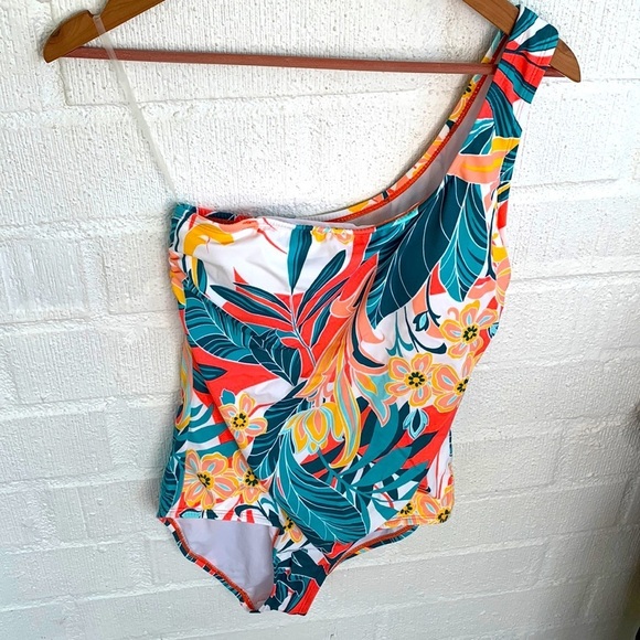 Jantzen Other - Jantzen Women's One Shoulder Rainforest Floral Print One Piece Swimsuit sz 10